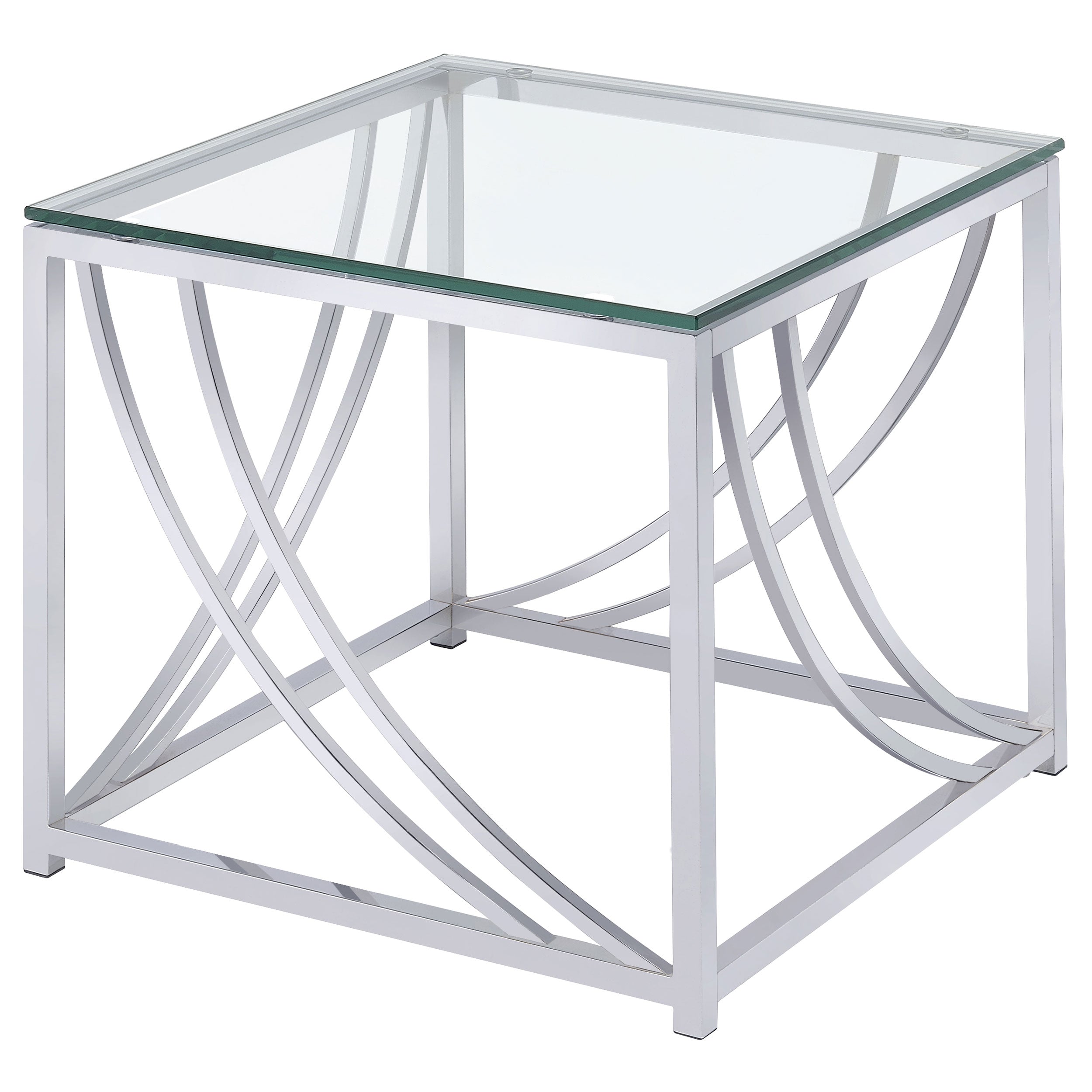 Best Furniture Outlet - Coaster - Lille Square Glass Top Side End Table Chrome - 720497