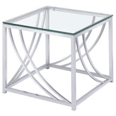 Best Furniture Outlet - Coaster - Lille Square Glass Top Side End Table Chrome - 720497