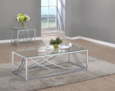 Best Furniture Outlet - Coaster - Lille 2-piece Glass Top Coffee And End Table Set Chrome - 720498-S2