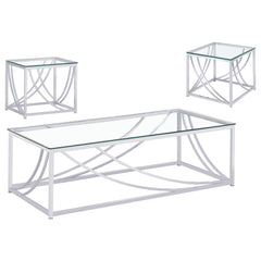 Lille 3-piece Glass Top Coffee And End Table Set Chrome