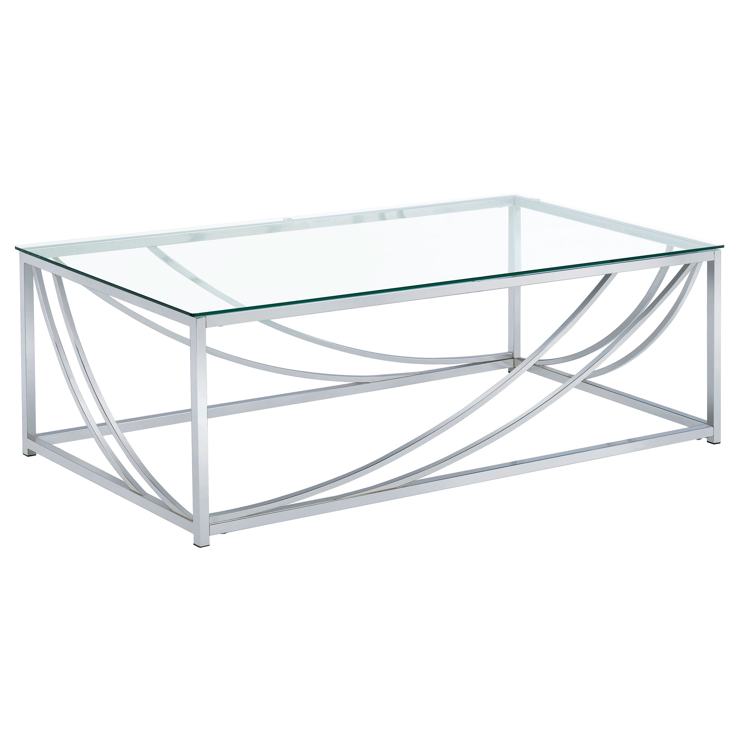 Best Furniture Outlet - Coaster - Lille Rectangular Glass Top Coffee Table Chrome - 720498