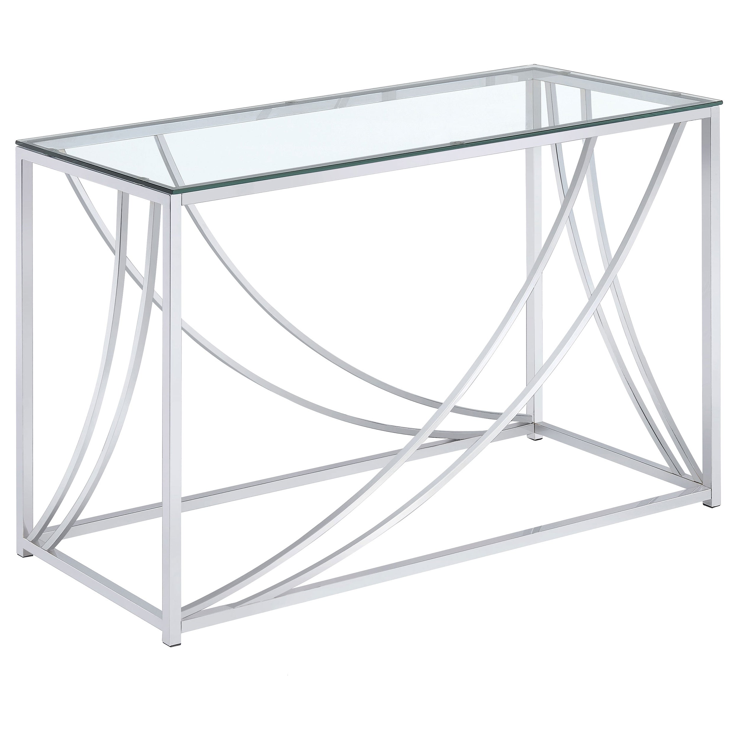 Best Furniture Outlet - Coaster - Lille Glass Top Entryway Sofa Console Table Accents Chrome - 720499