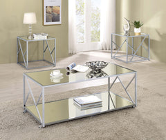 Best Furniture Outlet - Coaster - Provins 3-piece Coffee and End Table Set Mirror and Chrome - 720794