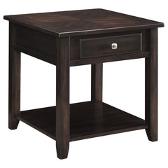 Best Furniture Outlet - Coaster - Bradford 1-drawer Square Wood End Table Walnut - 721037