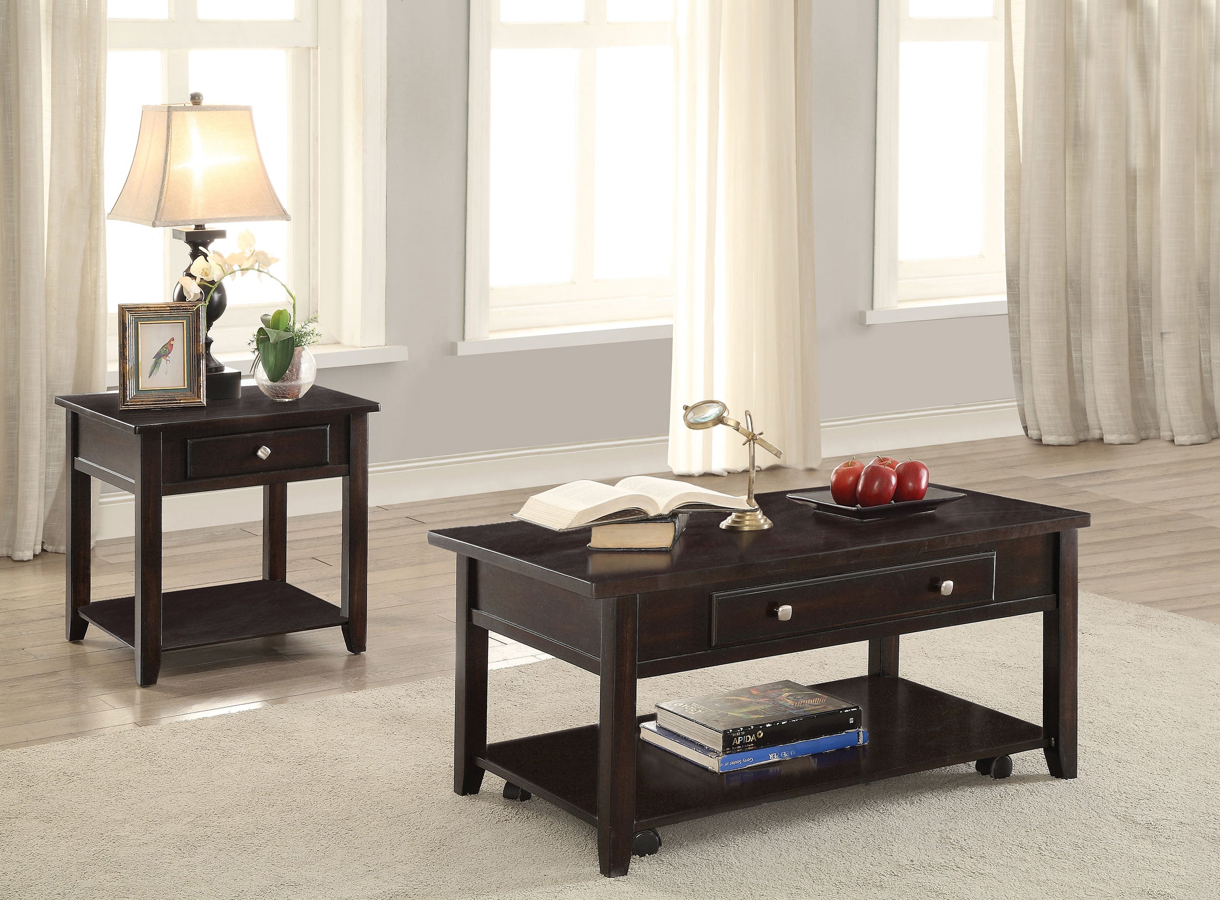 Best Furniture Outlet - Coaster - Bradford 2-piece Lift Top Coffee and End Table Set Walnut - 721038-S2