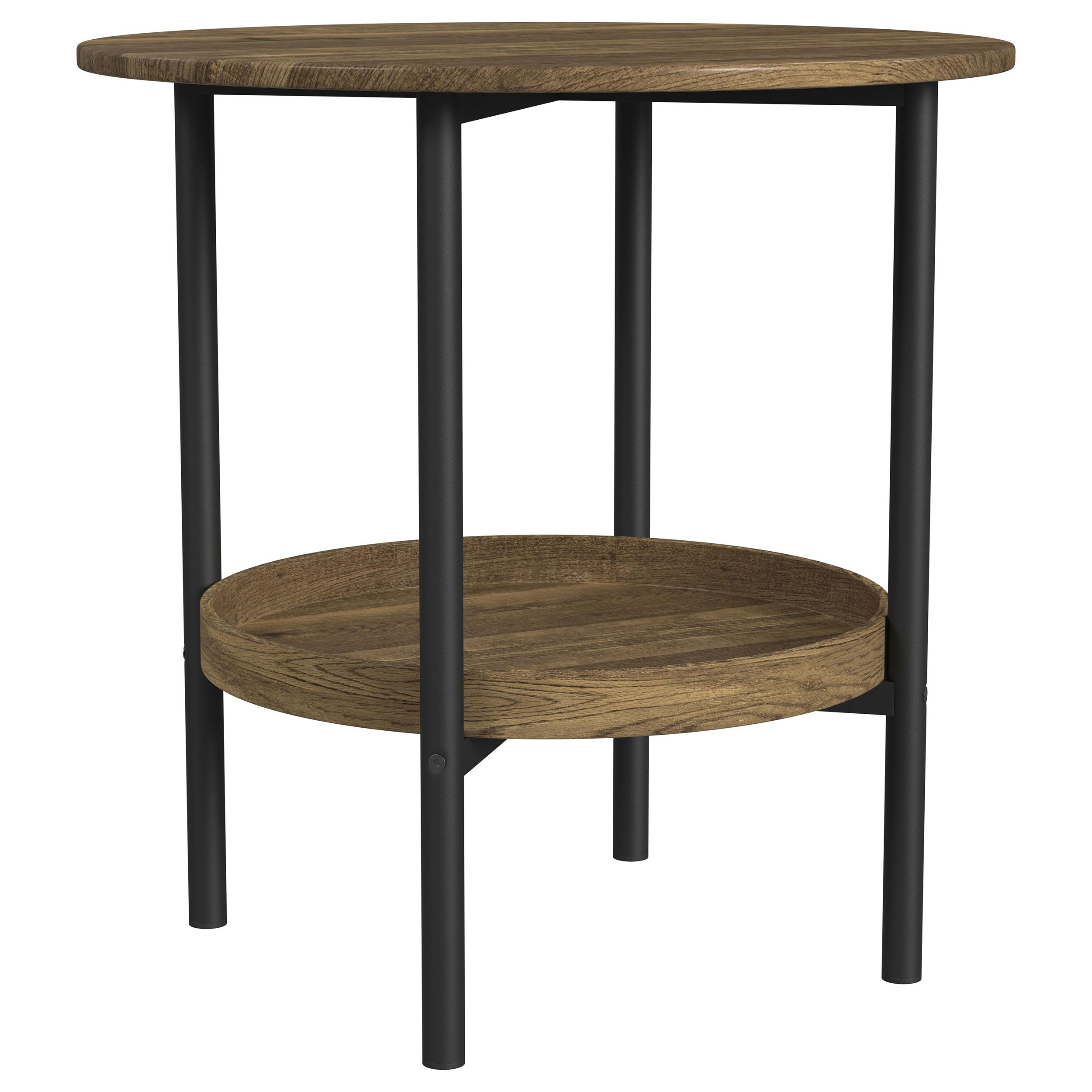 Best Furniture Outlet - Coaster - Delfin Round Glass Top Side End Table Black and Brown - 721617