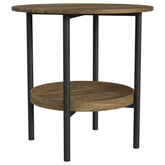 Best Furniture Outlet - Coaster - Delfin Round Glass Top Side End Table Black and Brown - 721617