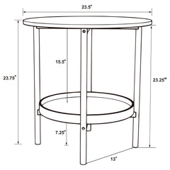 Delfin Round Glass Top Side End Table Black and Brown