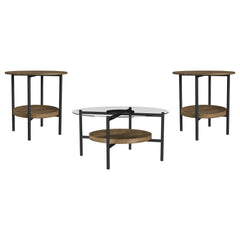 Delfin 3-piece Round Coffee and End Table Set Brown