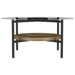 Delfin Round Glass Top Coffee Table Black and Brown