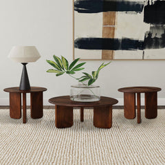 Best Furniture Outlet - Coaster - Dale 3-piece Solid Wood Coffee and End Table Set Brown - 721998-S3
