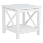 Best Furniture Outlet - Coaster - Skyview Square Pine Wood Side End Table with Shelf White - 722087