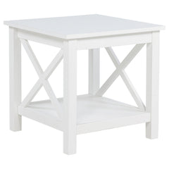 Best Furniture Outlet - Coaster - Skyview Square Pine Wood Side End Table with Shelf White - 722087