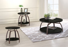 Best Furniture Outlet - Coaster - Dacre 3-piece Round Coffee and End Table Set Dark Charcoal - 722208-S3