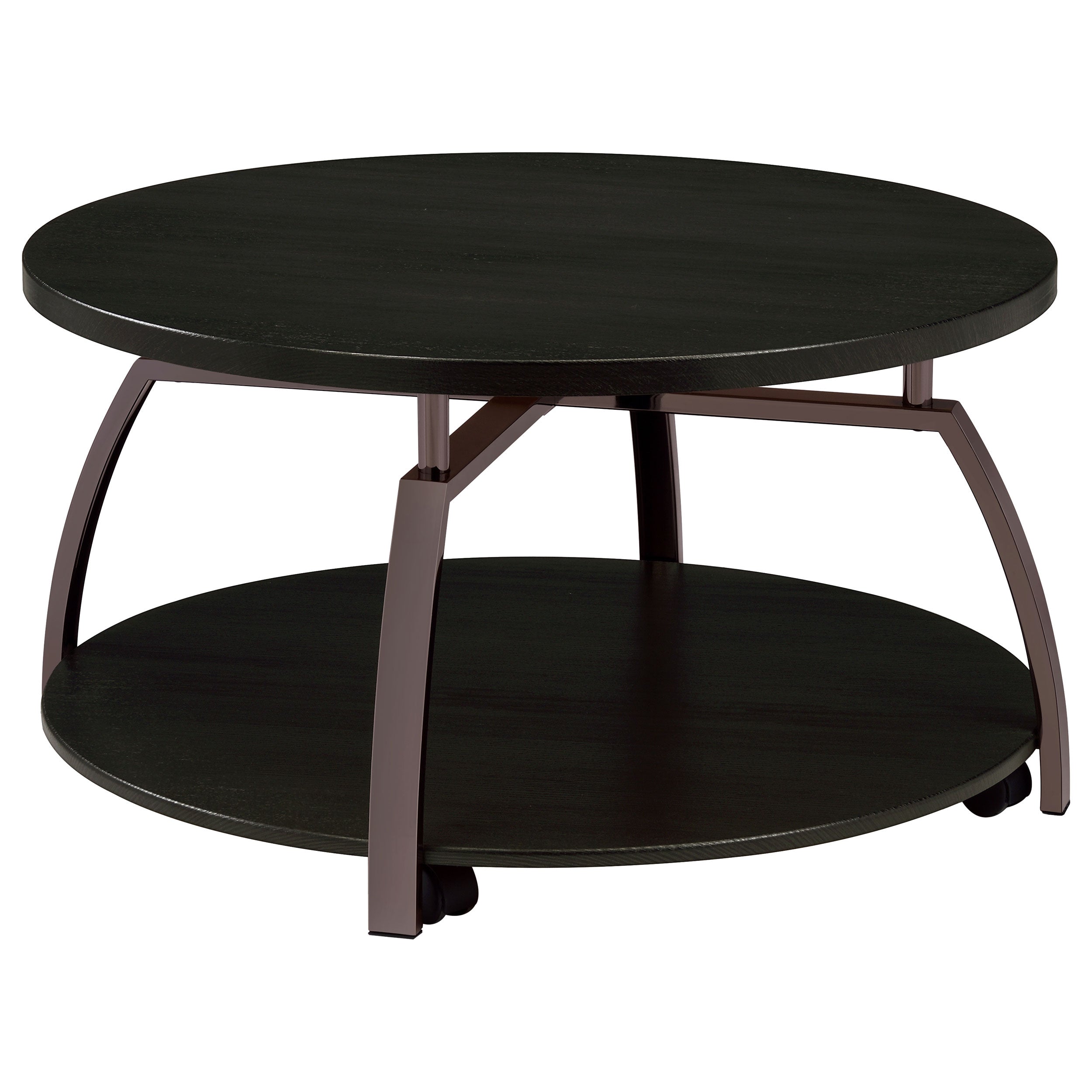 Best Furniture Outlet - Coaster - Dacre Round Engineered Wood Top Coffee Table Dark Charcoal - 722208