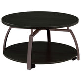 Best Furniture Outlet - Coaster - Dacre Round Engineered Wood Top Coffee Table Dark Charcoal - 722208