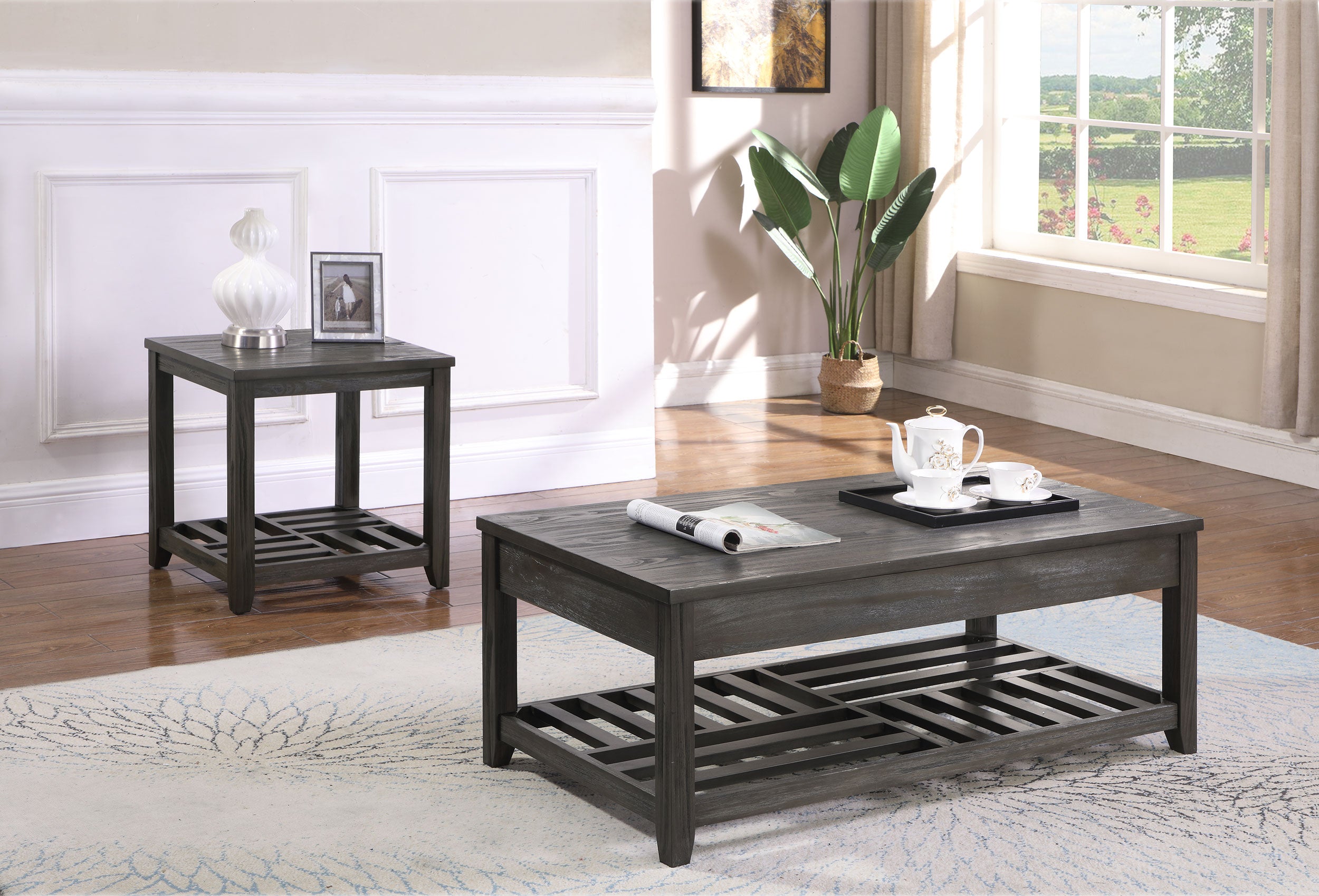 Best Furniture Outlet - Coaster - Cliffview 2-piece Lift Top Coffee and End Table Set Grey - 722288-S2