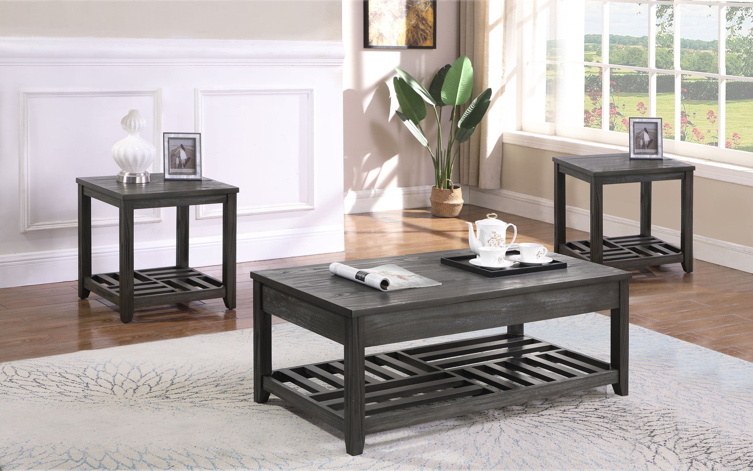 Best Furniture Outlet - Coaster - Cliffview 3-piece Lift Top Coffee and End Table Set Grey - 722288-S3