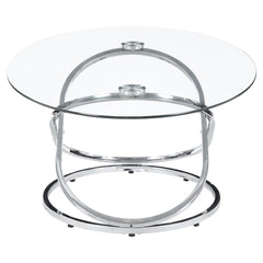 Warren 3-piece Oval Glass Top Coffee Table Set Chrome
