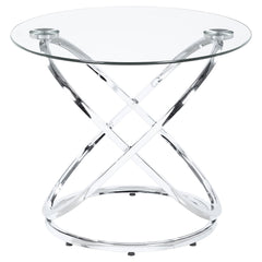 Warren 3-piece Oval Glass Top Coffee Table Set Chrome