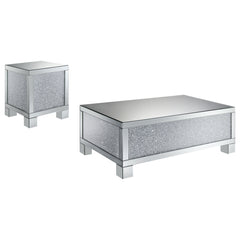 Gillian 2-piece Mirrored Coffee and End Table Set Silver