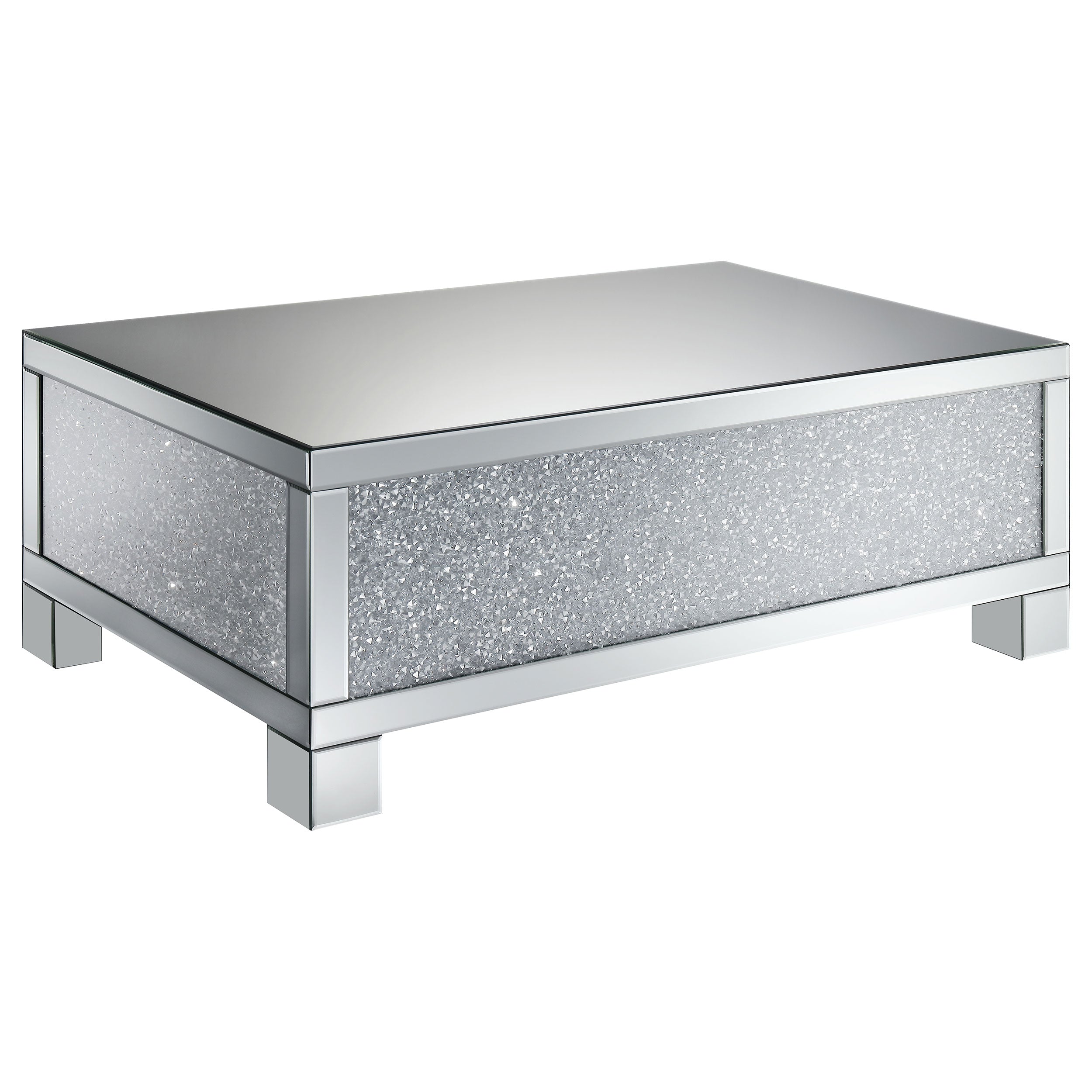 Best Furniture Outlet - Coaster - Gillian Rectangular Mirrored Acrylic Coffee Table Silver - 722498
