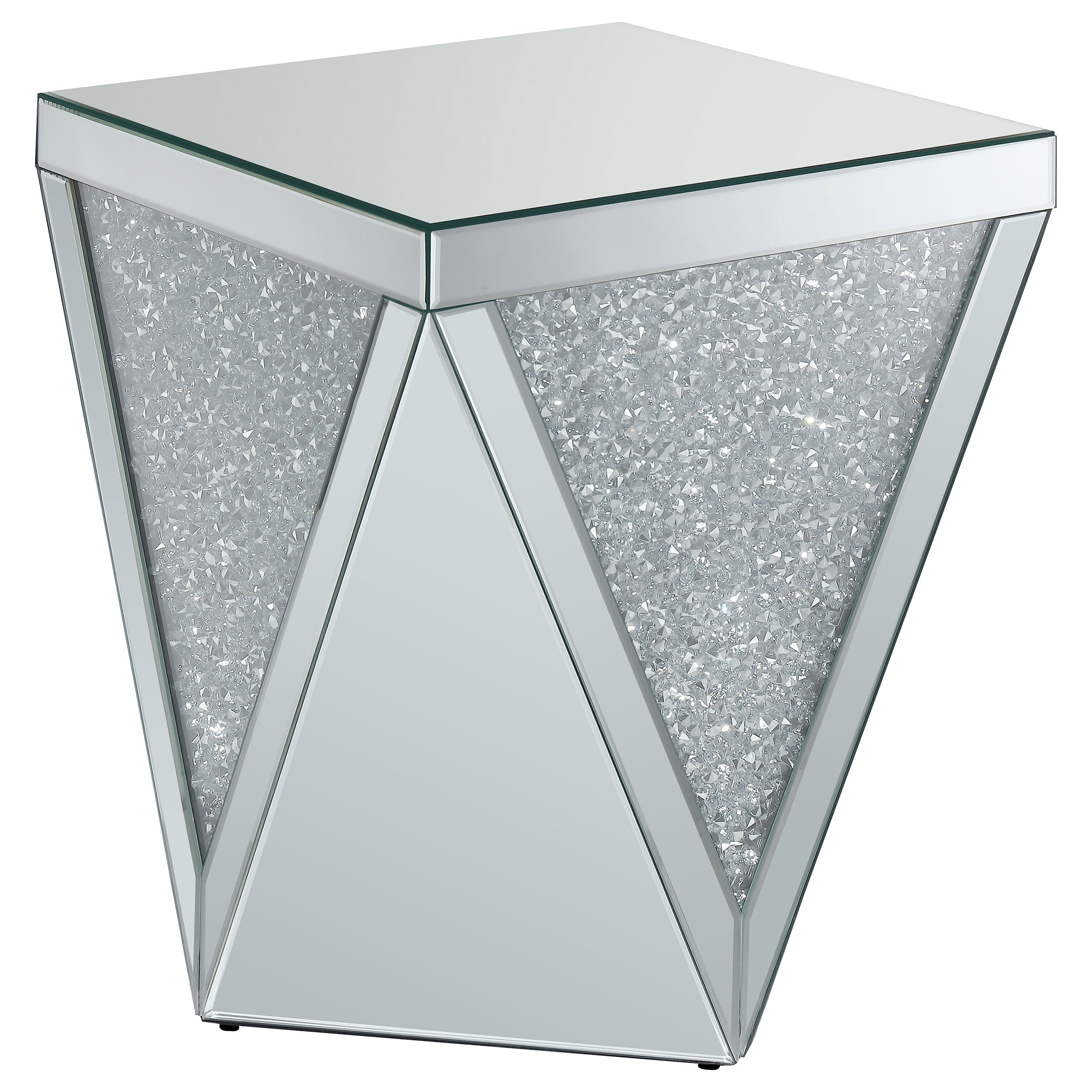 Best Furniture Outlet - Coaster - Amore Square Mirrored Acrylic Crystal Side End Table Silver - 722507