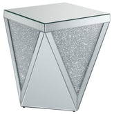 Best Furniture Outlet - Coaster - Amore Square Mirrored Acrylic Crystal Side End Table Silver - 722507