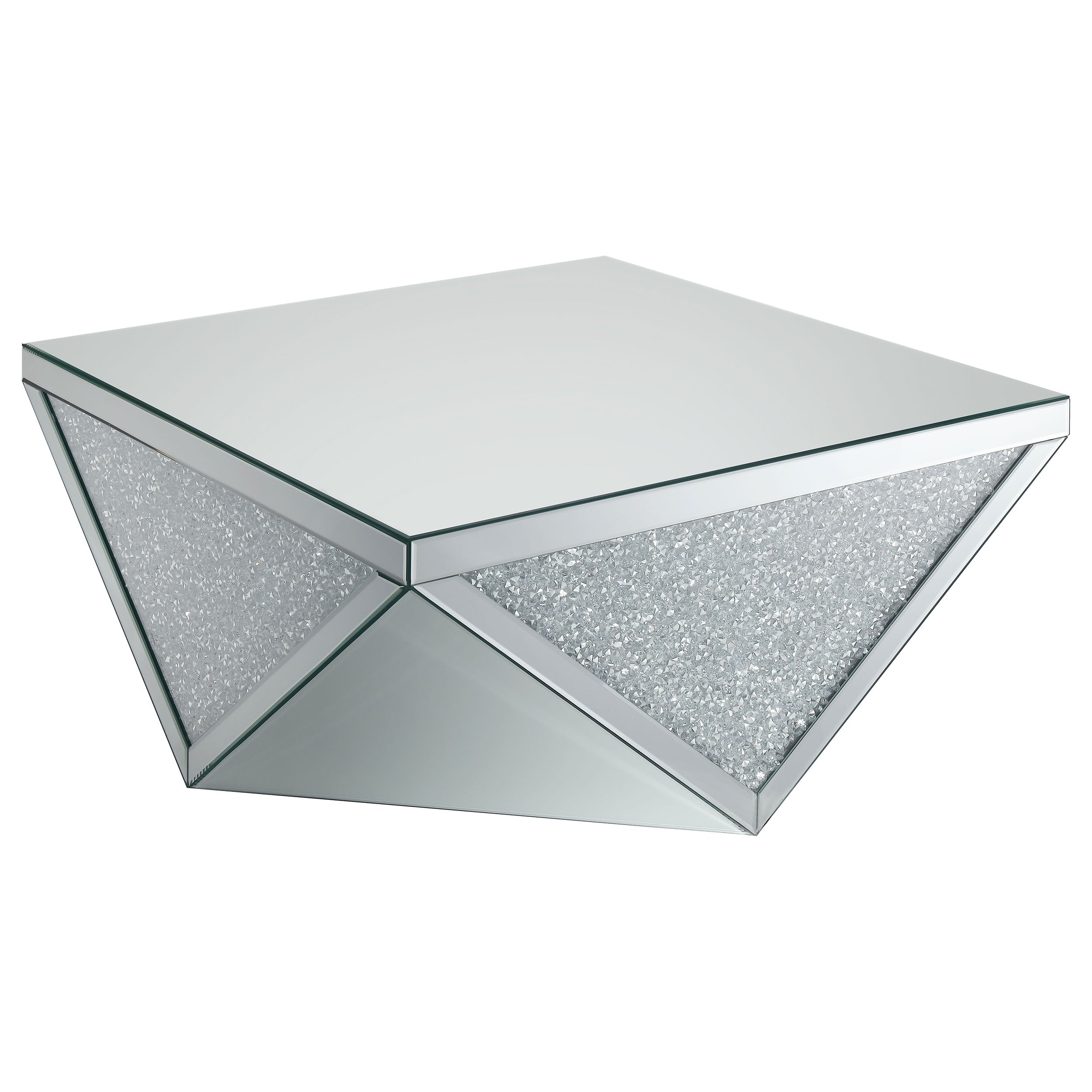 Best Furniture Outlet - Coaster - Amore Square Mirrored Acrylic Crystal Coffee Table Silver - 722508