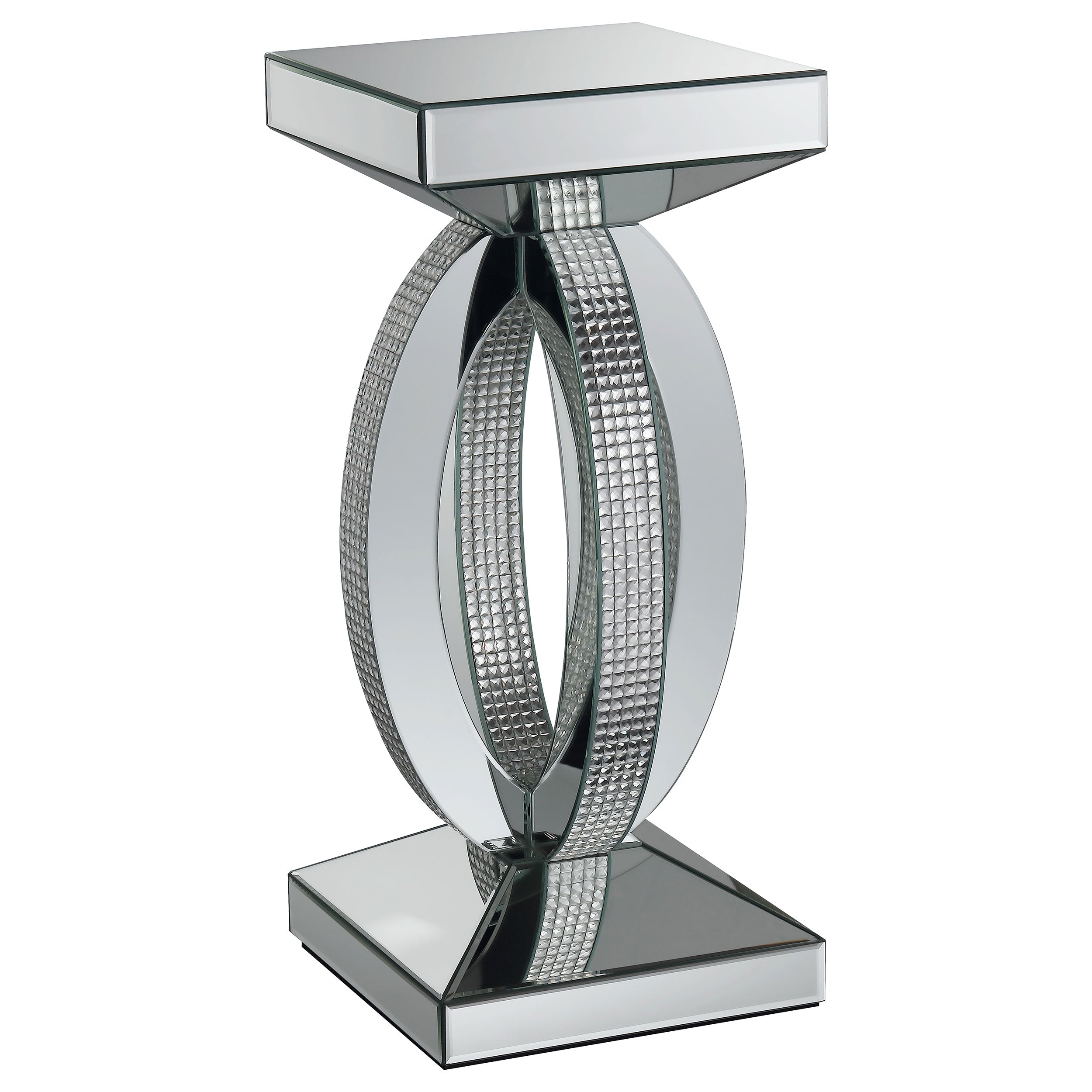 Best Furniture Outlet - Coaster - Amalia Square Mirrored Acrylic Crystal Side End Table Silver - 722517