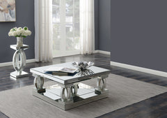 Best Furniture Outlet - Coaster - Amalia 2-piece Mirrored Coffee and End Table Set Silver - 722518-S2