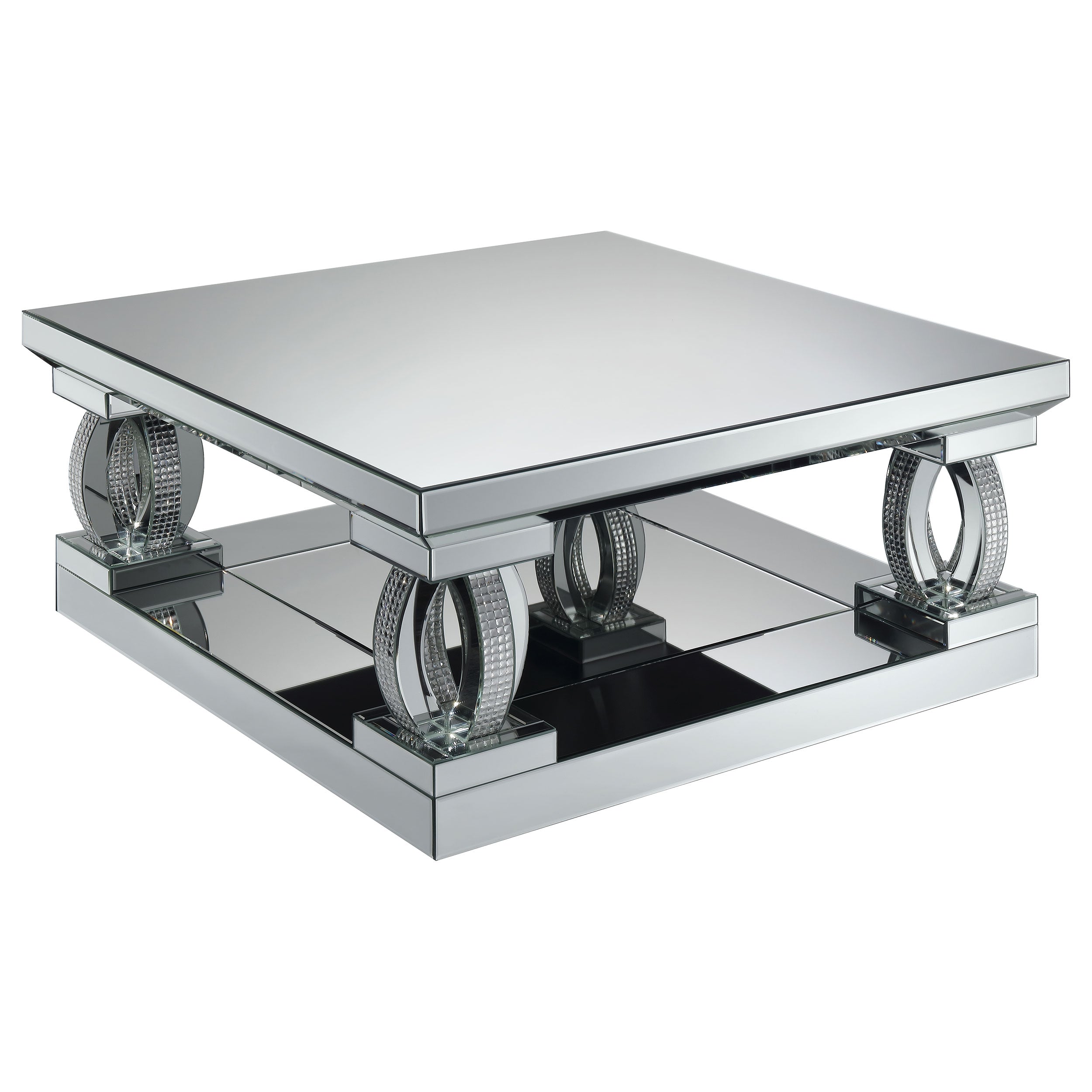 Best Furniture Outlet - Coaster - Amalia Square Mirrored Acrylic Crystal Coffee Table Silver - 722518