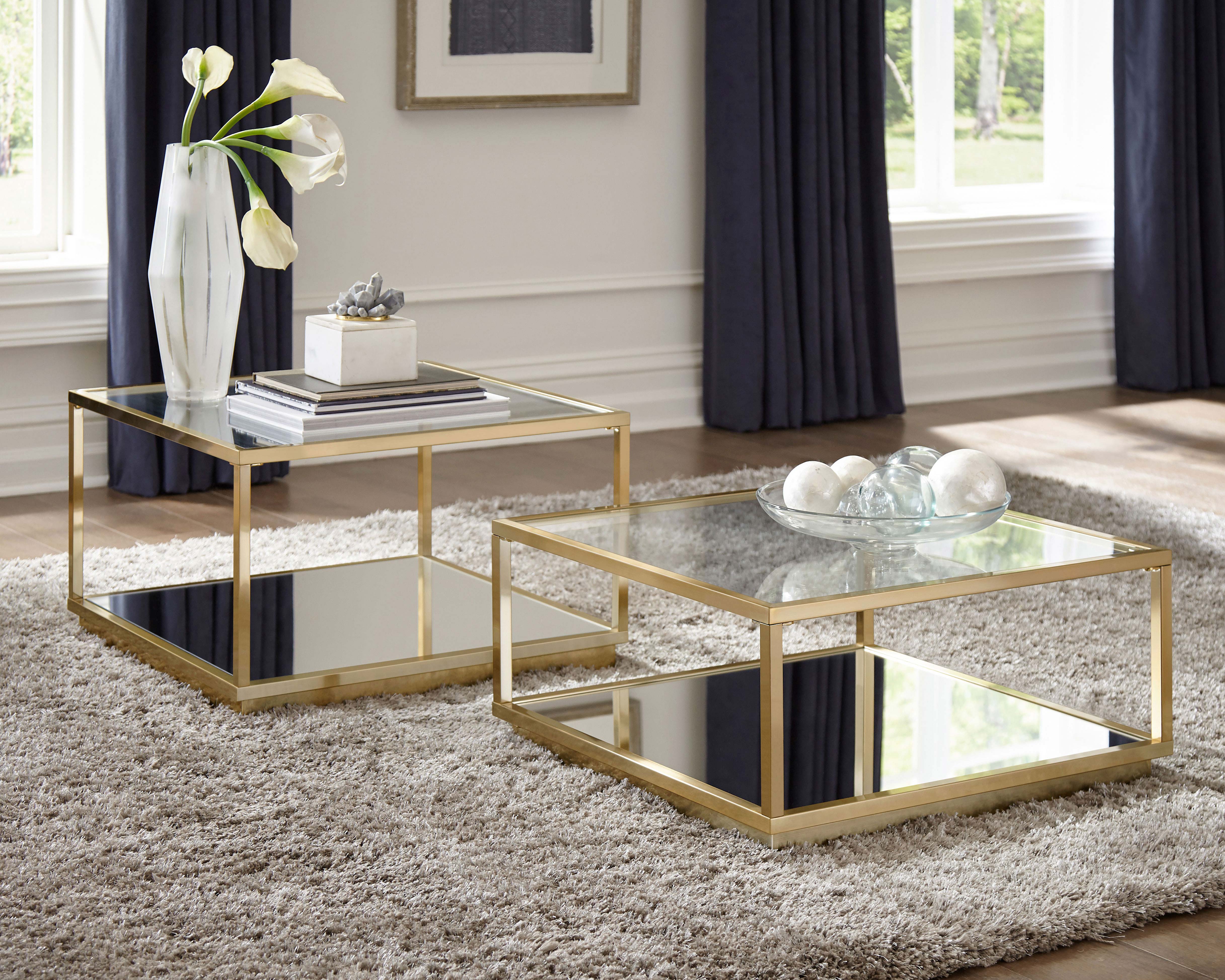 Best Furniture Outlet - Coaster - Renee 2-piece Square Coffee Table Set Rose Brass - 722660