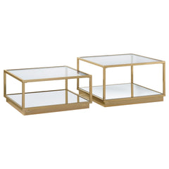 Renee 2-piece Square Coffee Table Set Rose Brass