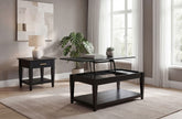 Best Furniture Outlet - Coaster - Lindenton 2-piece Wood Lift-Top Coffee and End Table Set Black - 722728-S2
