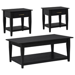 Lindenton 3-piece Wood Lift-Top Coffee and End Table Set Black