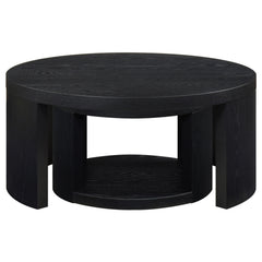 Sweeney 2-piece Round Wood Occasional Nesting Table Set Black