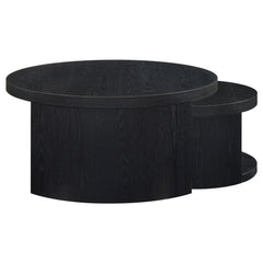 Sweeney 2-piece Round Wood Occasional Nesting Table Set Black
