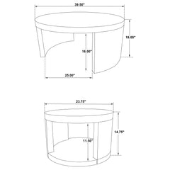 Sweeney 2-piece Round Wood Occasional Nesting Table Set Black