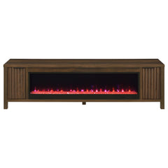 Carey 79-inch TV Stand Fireplace Media Console Dark Pine