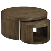 Best Furniture Outlet - Coaster - Sweeney 2-piece Round Wood Occasional Nesting Table Set Dark Walnut - 722830