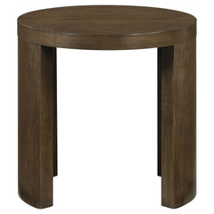 Sweeney 24-inch Round Wood Occasional Side End Table Dark Walnut