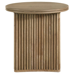 Adina 2-piece Round Coffee Table Set Distressed Light Brown