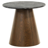Best Furniture Outlet - Coaster - Franklin Round Wood Pedestal Side End Table Grey and Dark Brown - 722977