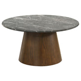 Best Furniture Outlet - Coaster - Franklin 36-inch Round Pedestal Coffee Table Grey and Dark Brown - 722978