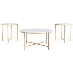 Ellison 3-piece Round Marble Coffee and End Table Set White