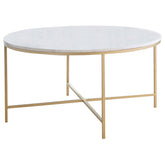 Best Furniture Outlet - Coaster - Ellison Round Marble Top Coffee Table White and Gold - 723208