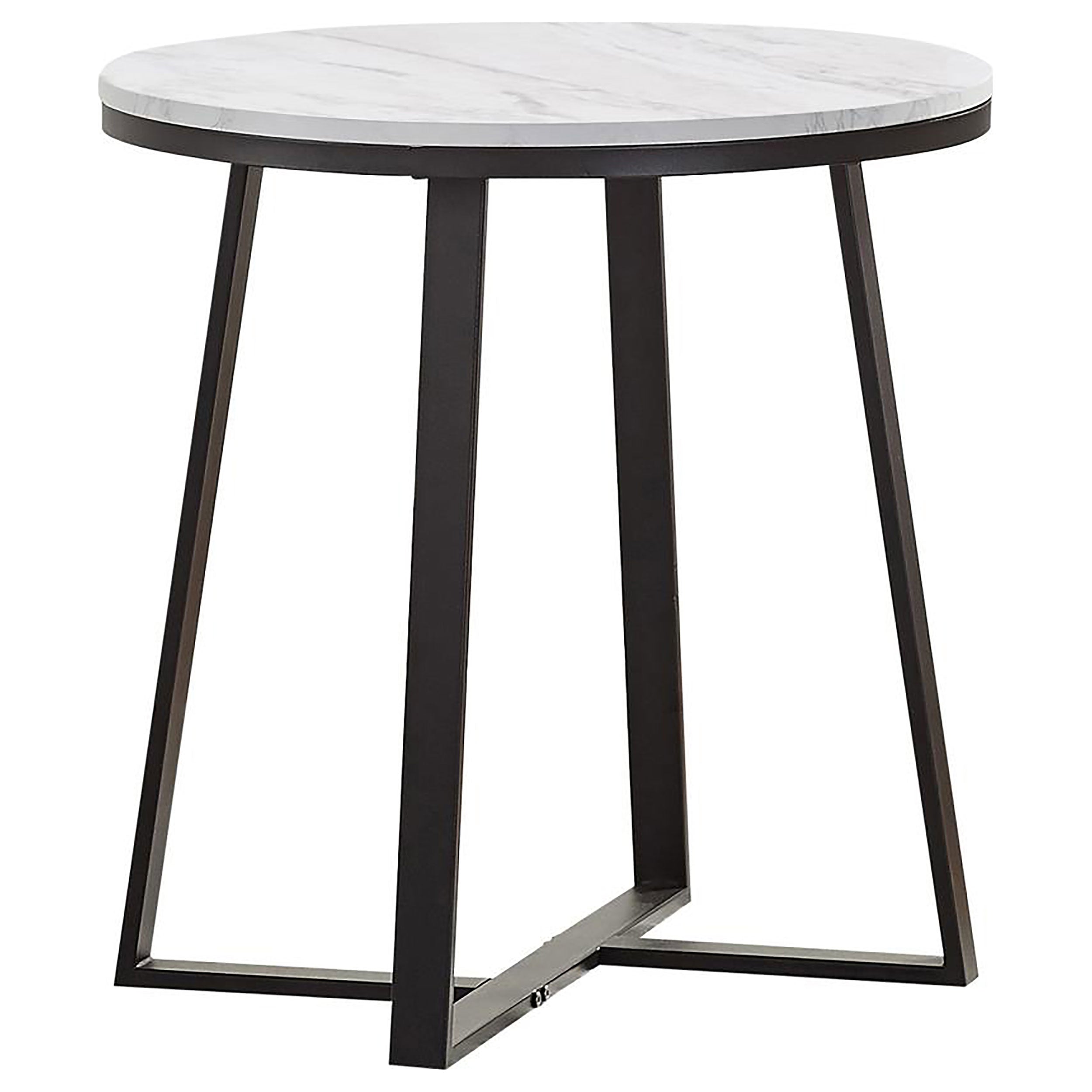 Best Furniture Outlet - Coaster - Hugo Round Faux Marble End Table White and Matte Black - 723237