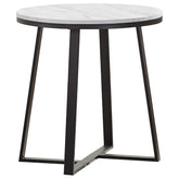 Best Furniture Outlet - Coaster - Hugo Round Faux Marble End Table White and Matte Black - 723237