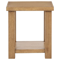 Beasley Square Wood End Side Table With Shelf Golden Oak